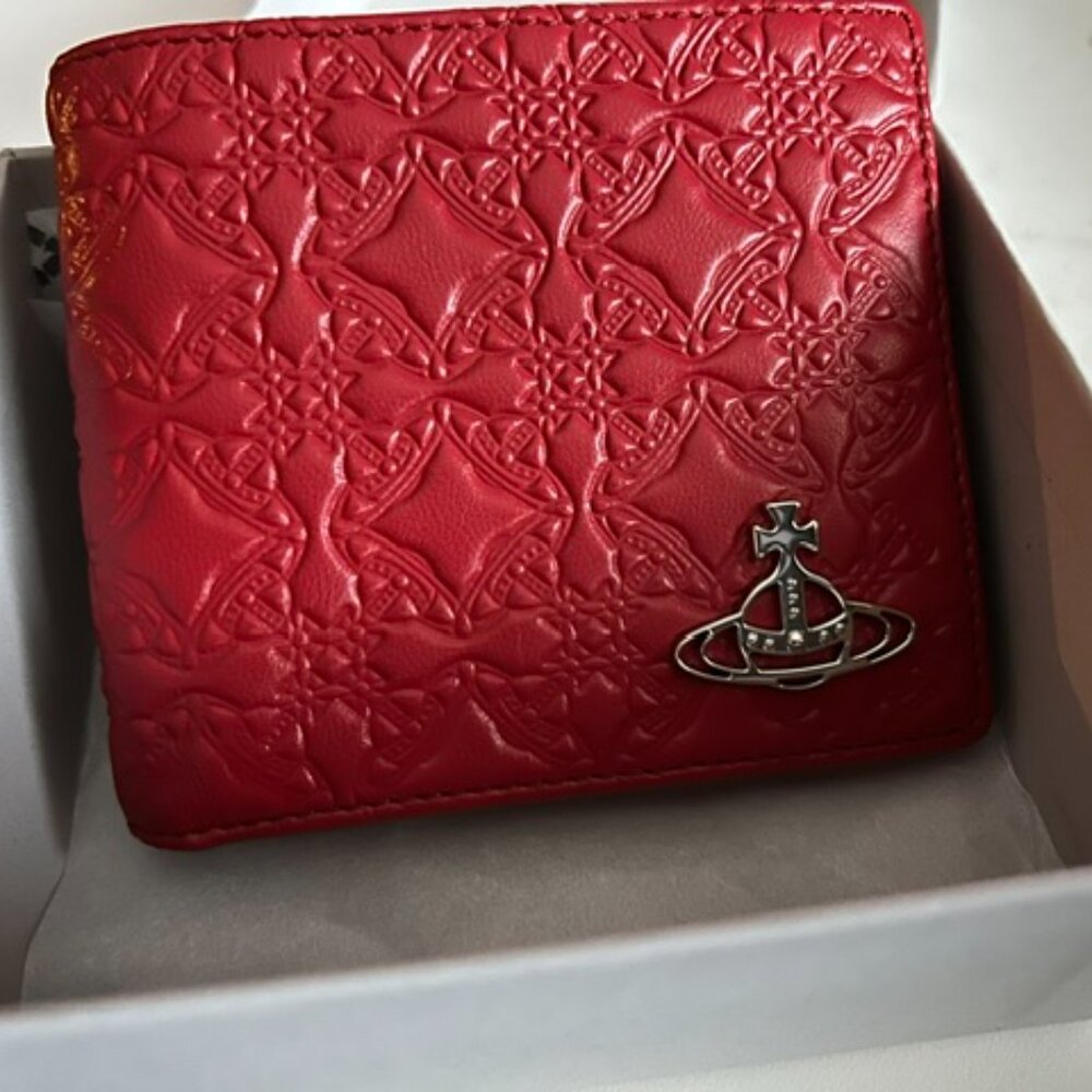 New Red Vivienne Westwood Billford Nappa Leather Wallet